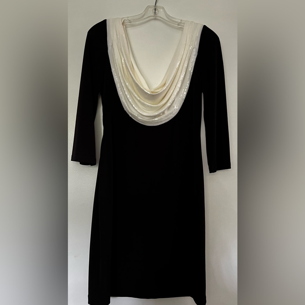 Calvin Klein black sheath dress sequin collar size 8 BlackTie, Special Occasion
